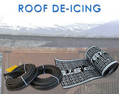 Roof de-icing system heating roof eaves