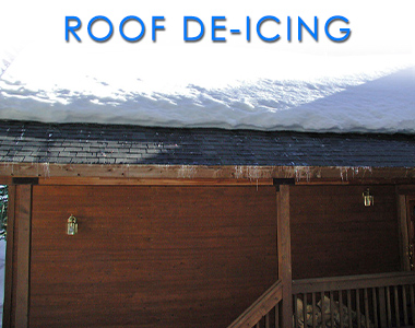 Roof de-icing system heating roof eaves